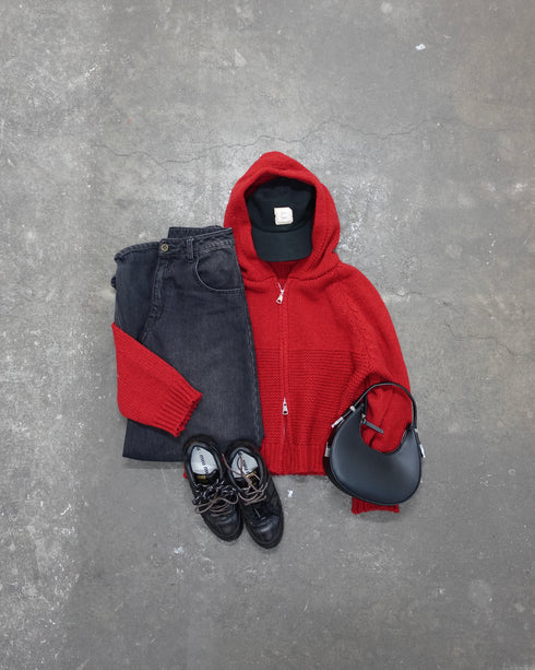 ダブルZIPフーディーニット